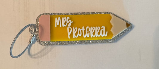 Personalized Teacher Pencil Keychain